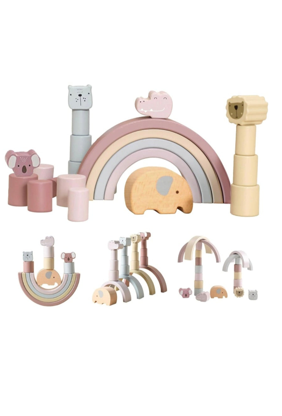 Animal Wooden Rainbow Stacking