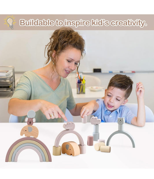 Animal Wooden Rainbow Stacking