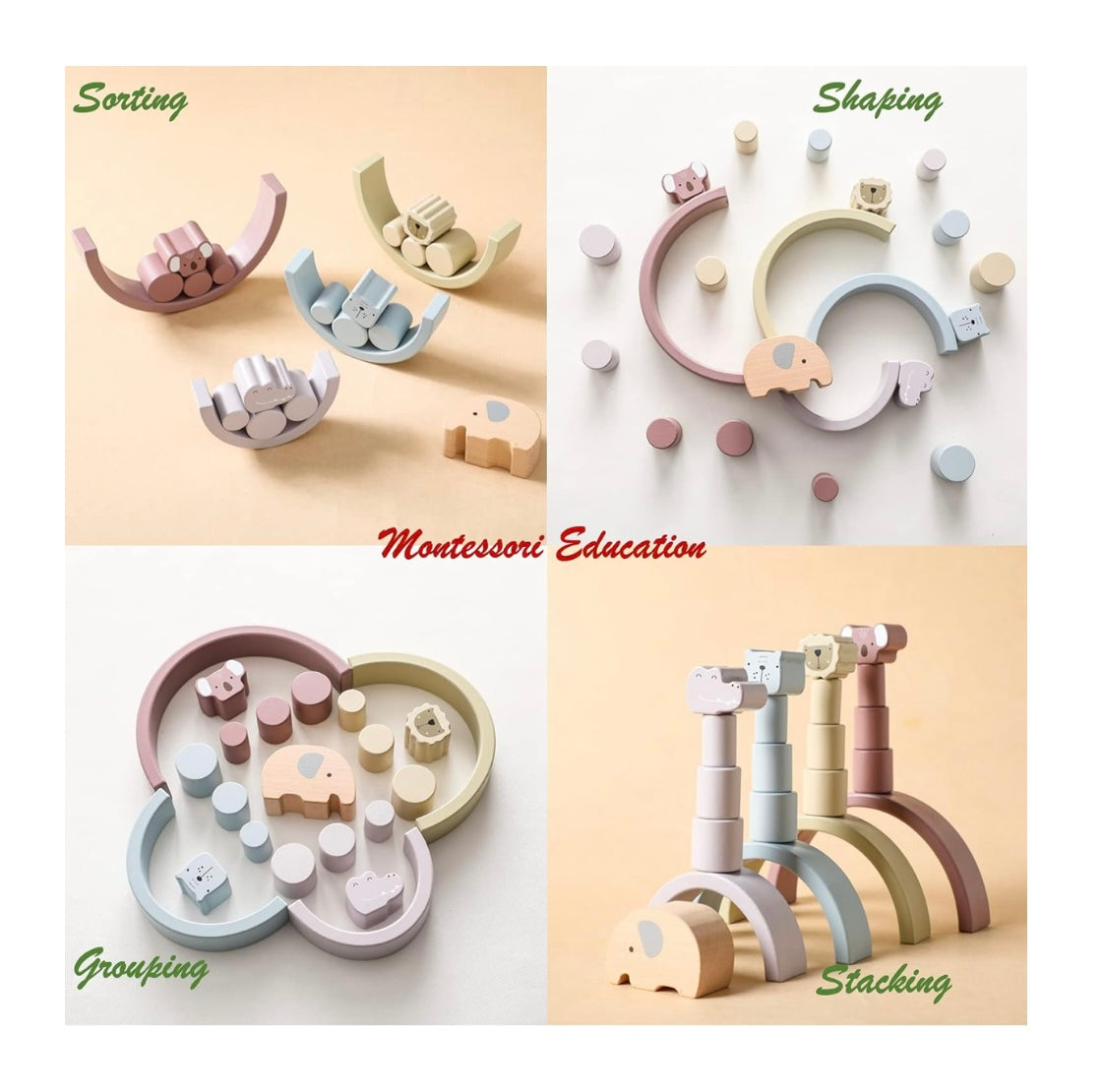 Animal Wooden Rainbow Stacking