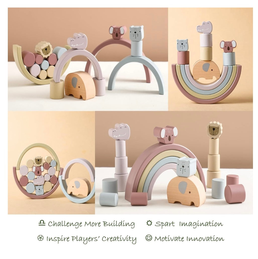 Animal Wooden Rainbow Stacking