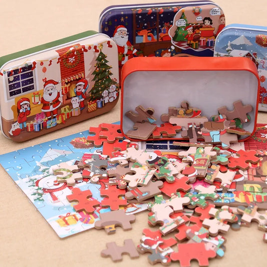 Christmas Wooden Iron Box Puzzle
