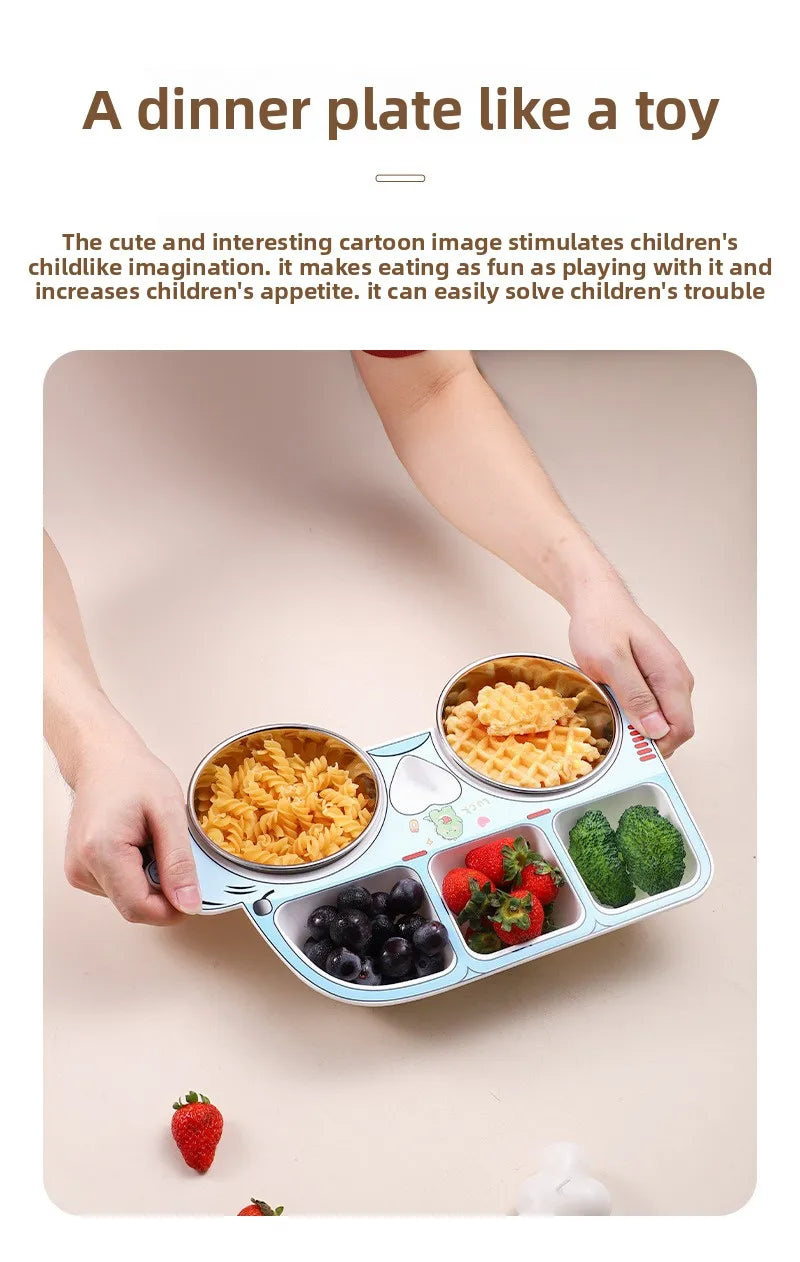 Baby Car Dinner Plate Set- Stainless Steel Food Tray
