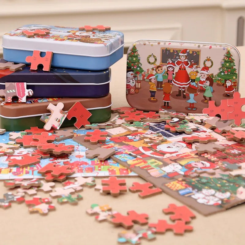 Christmas Wooden Iron Box Puzzle