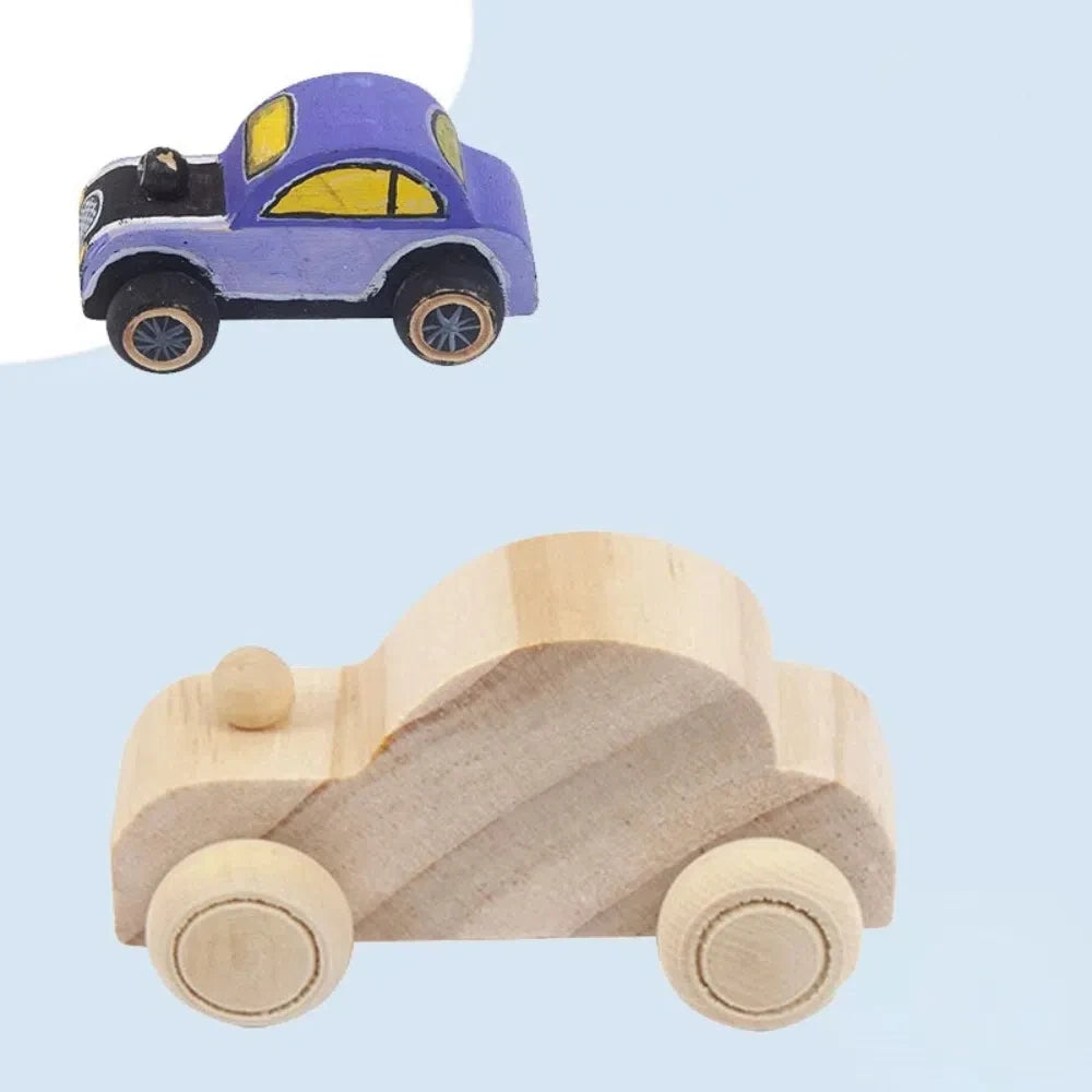 DIY Painting Graffiti Car Wooden Toys- 6 Pcs