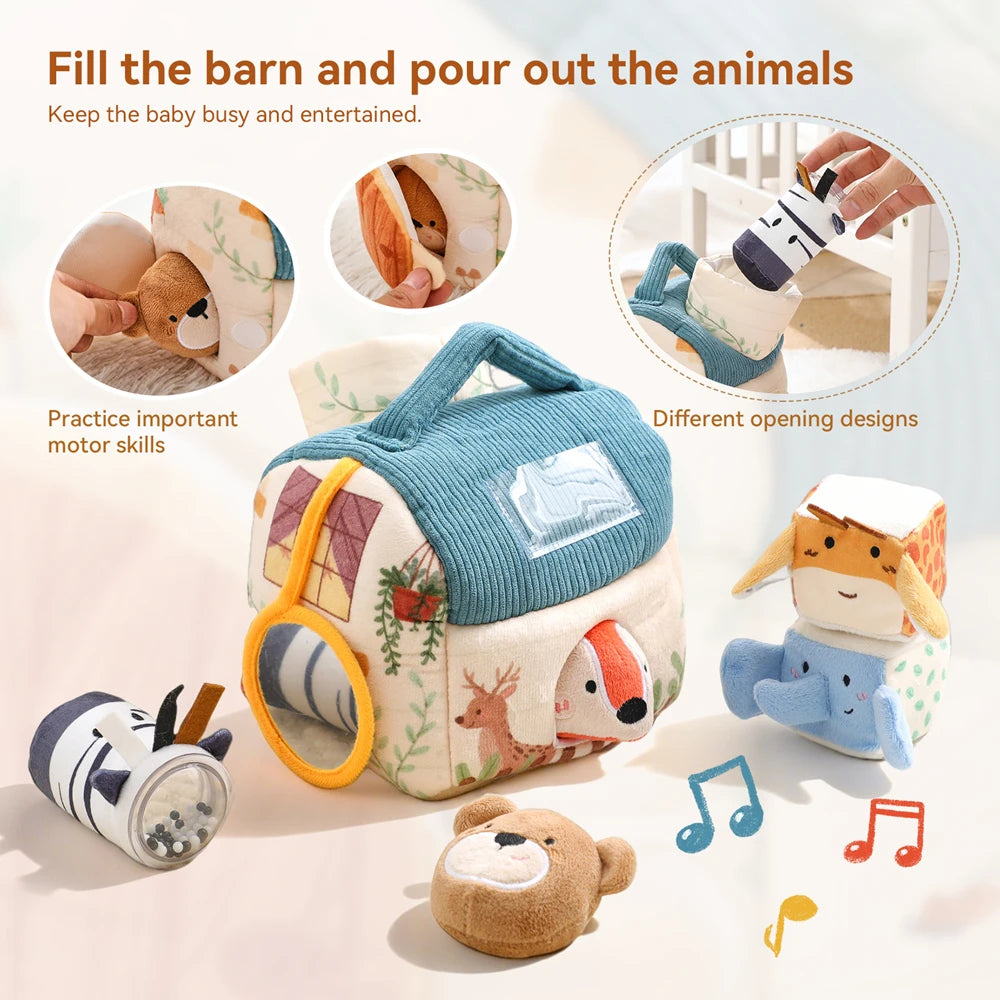 Montessori Plush Farmhouse with Musical Animal