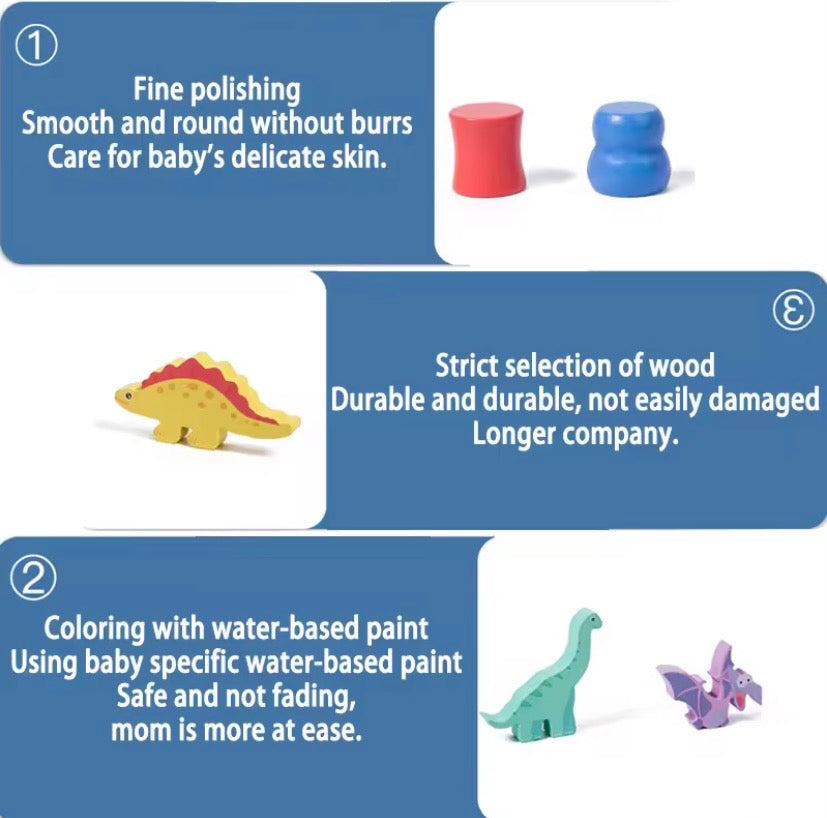 Wooden Dinosaur Balance Blocks