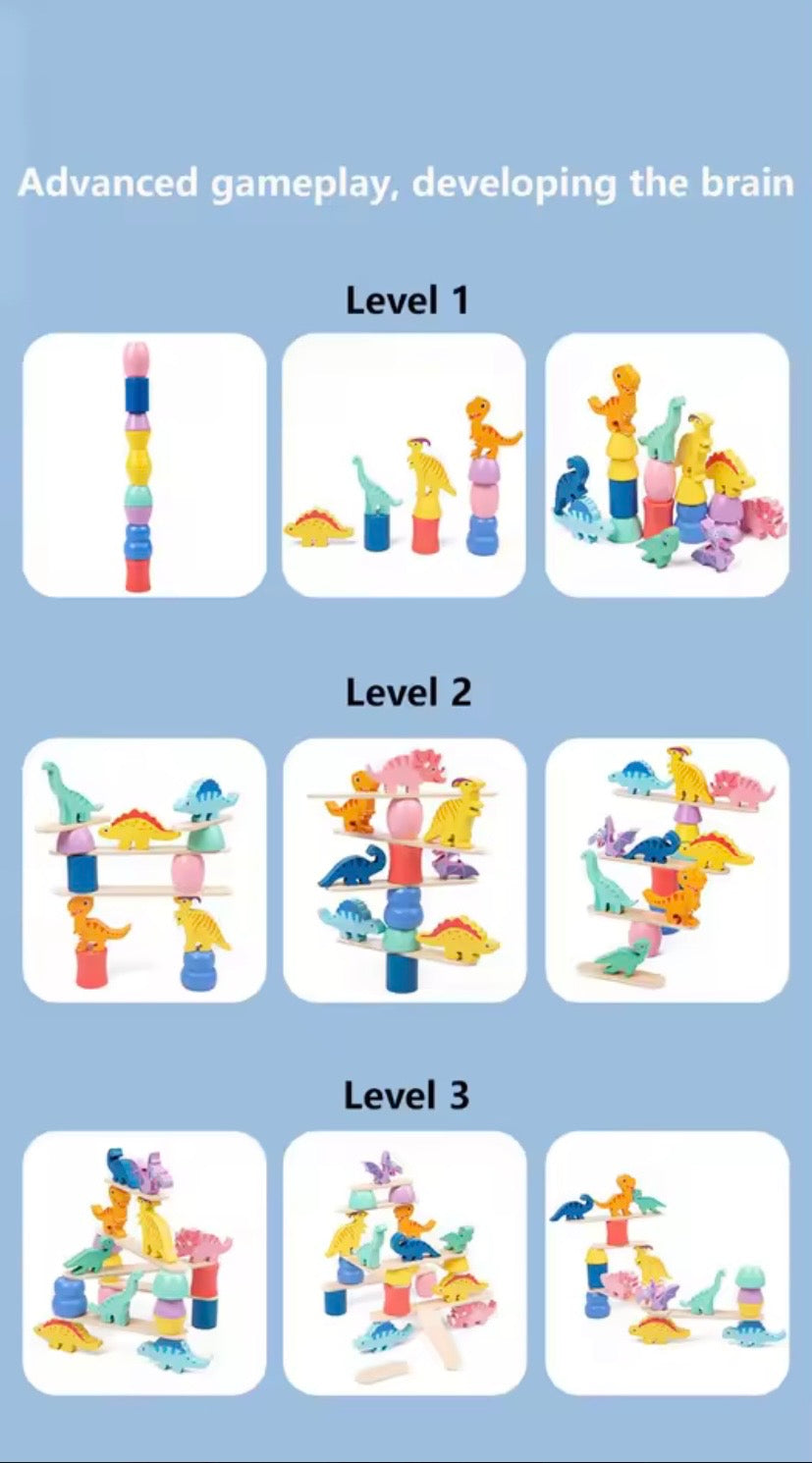 Wooden Dinosaur Balance Blocks