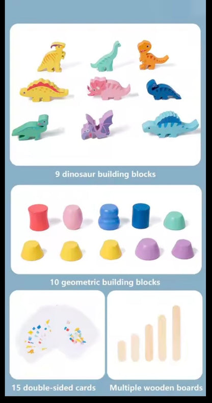 Wooden Dinosaur Balance Blocks