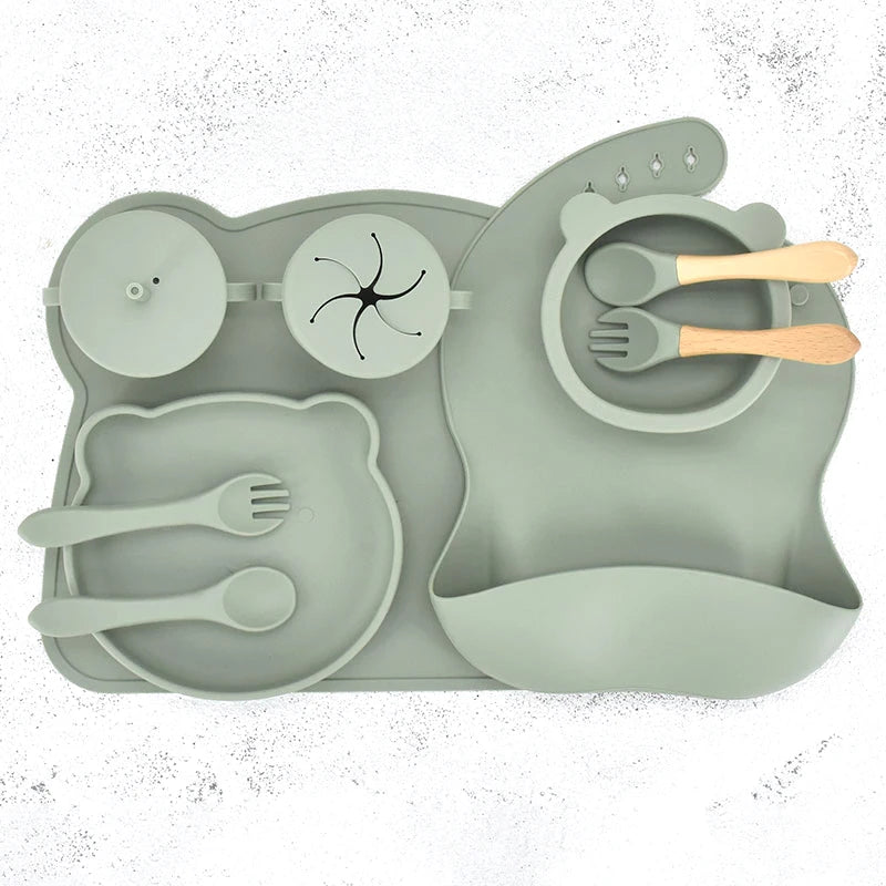 10 pcs Bear Silicone Dinner Set