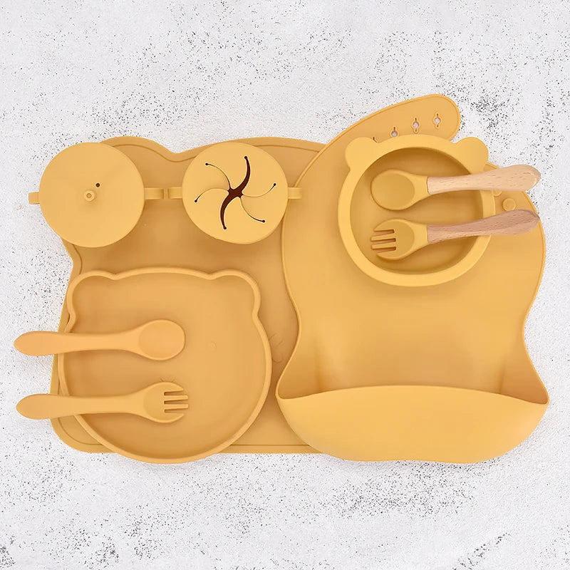 10 pcs Bear Silicone Dinner Set