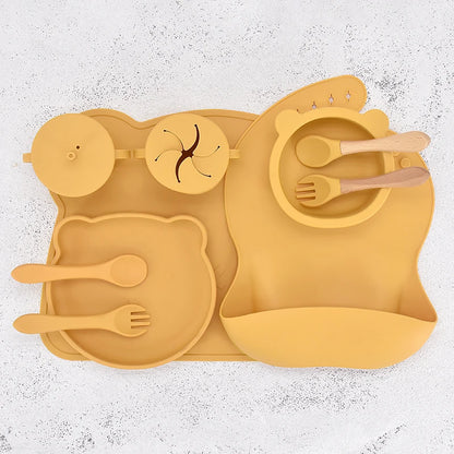 10 pcs Bear Silicone Dinner Set
