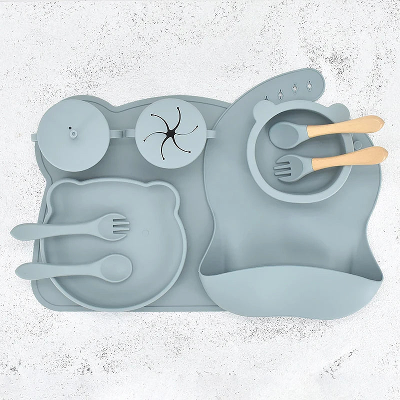 10 pcs Bear Silicone Dinner Set