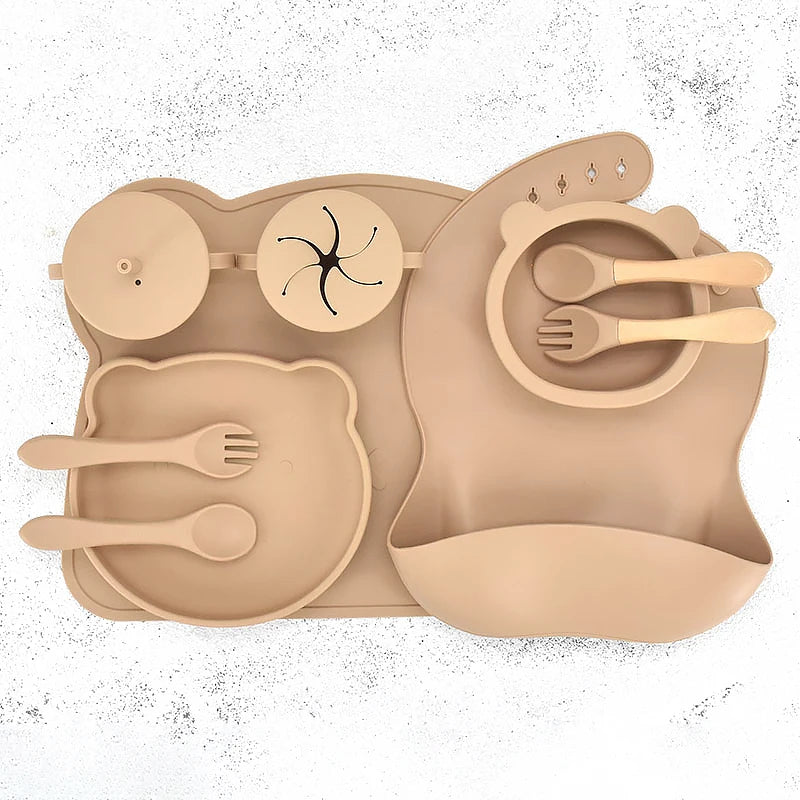 10 pcs Bear Silicone Dinner Set