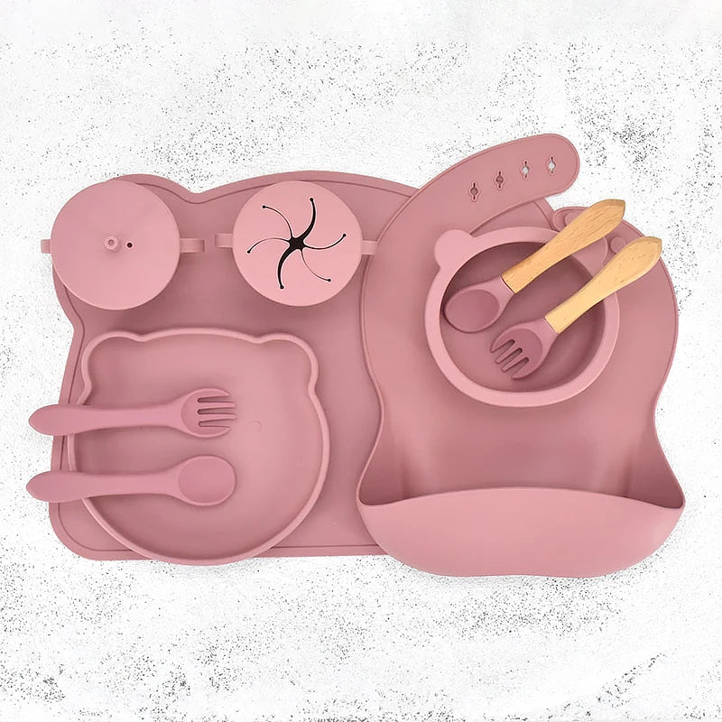 10 pcs Bear Silicone Dinner Set