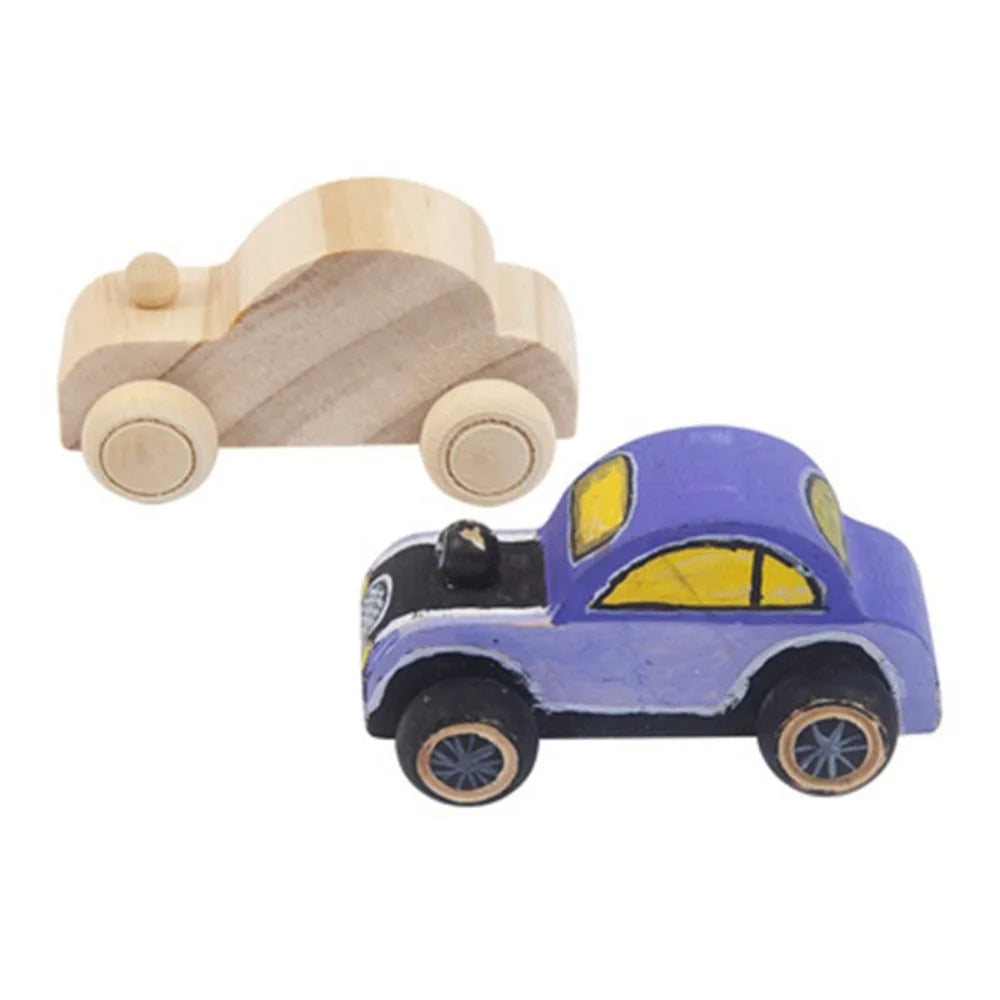DIY Painting Graffiti Car Wooden Toys- 6 Pcs