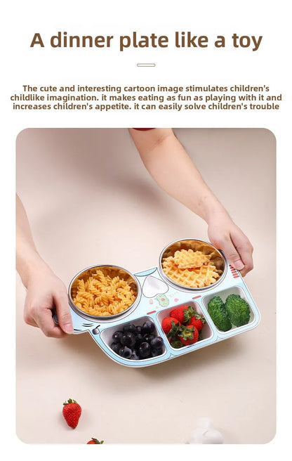 Baby Car Dinner Plate Set- Stainless Steel Food Tray