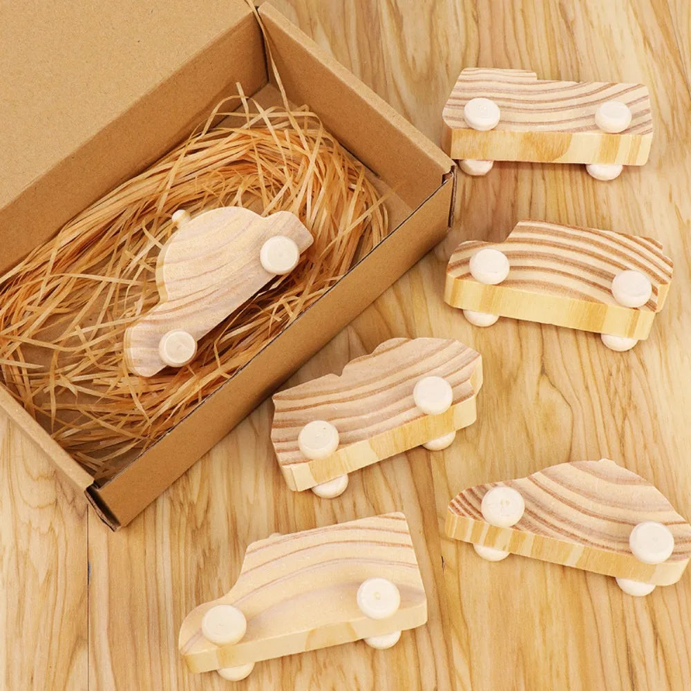 DIY Painting Graffiti Car Wooden Toys- 6 Pcs