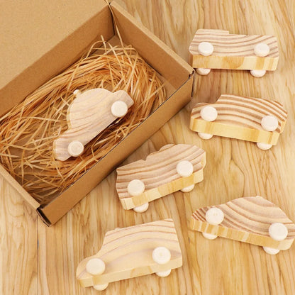 DIY Painting Graffiti Car Wooden Toys- 6 Pcs