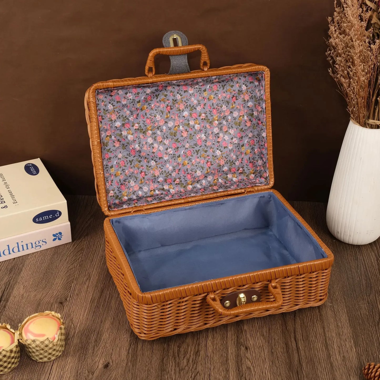 Vintage Rattan Storage Box