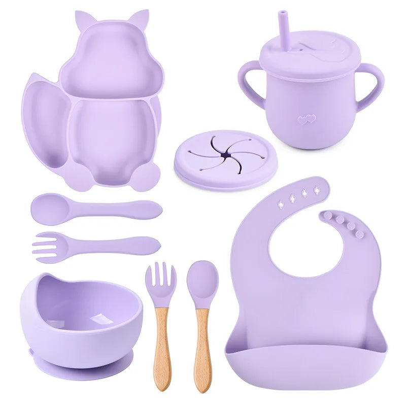9 Pcs Fox Silicone Dinner Set