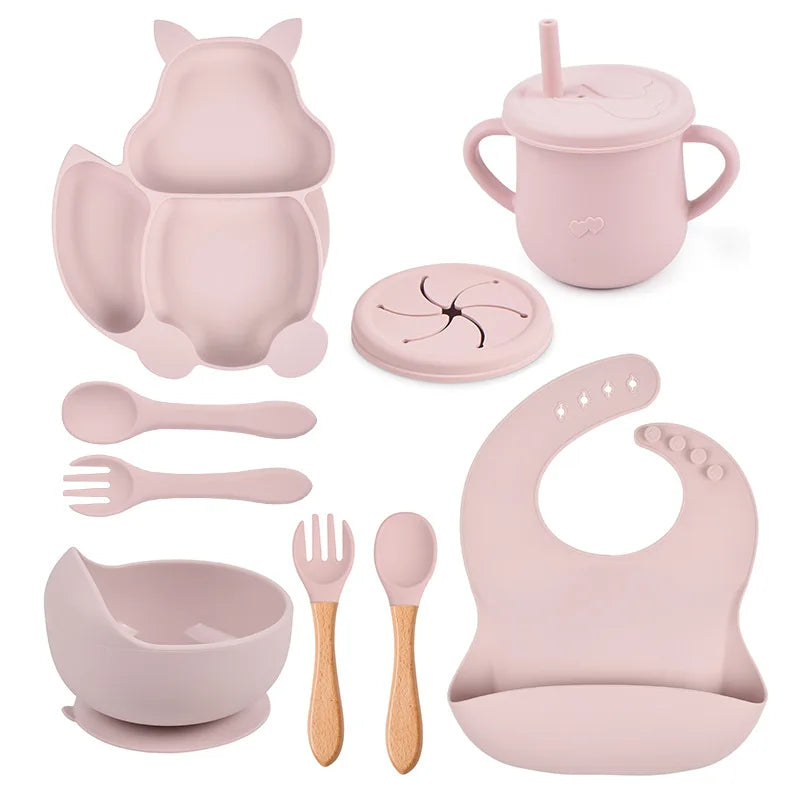9 Pcs Fox Silicone Dinner Set