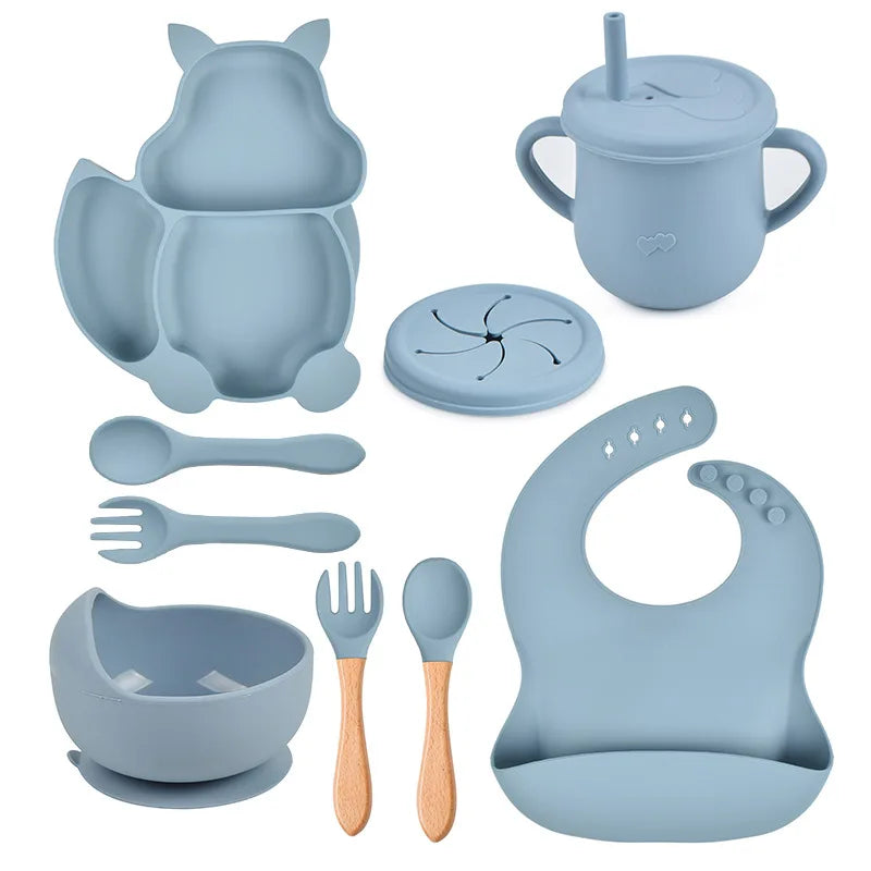9 Pcs Fox Silicone Dinner Set