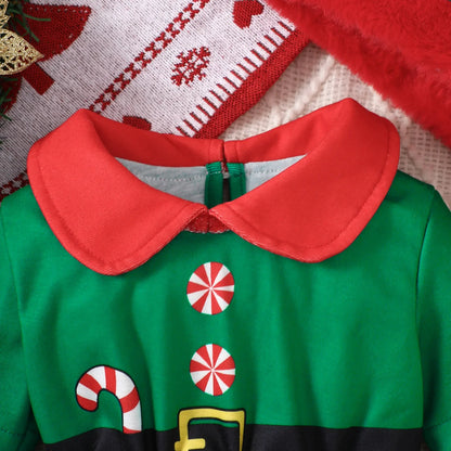 Girl Elf Christmas Jumpsuit & Hat Set- 2 pcs