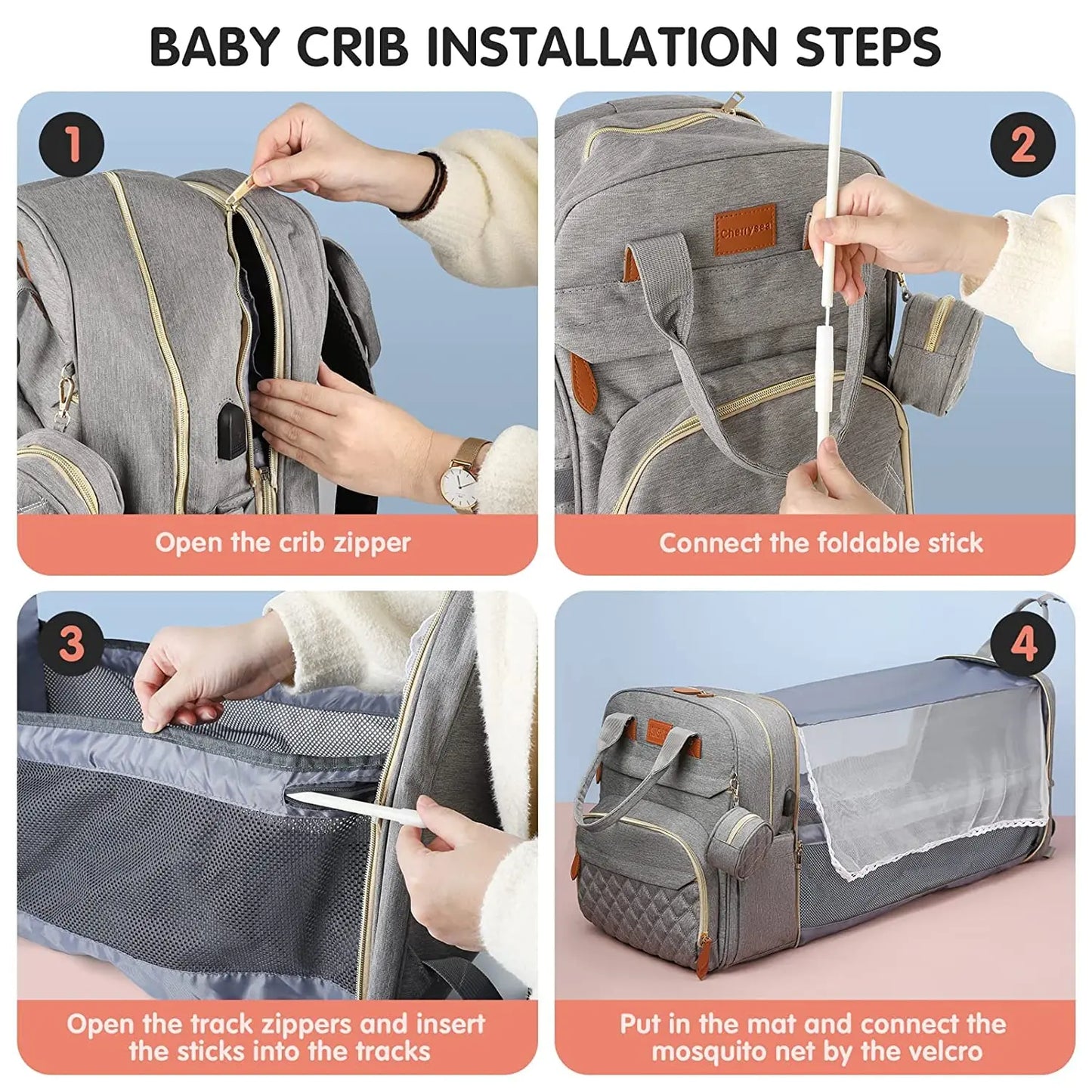 Diaper Bag with USB Charger