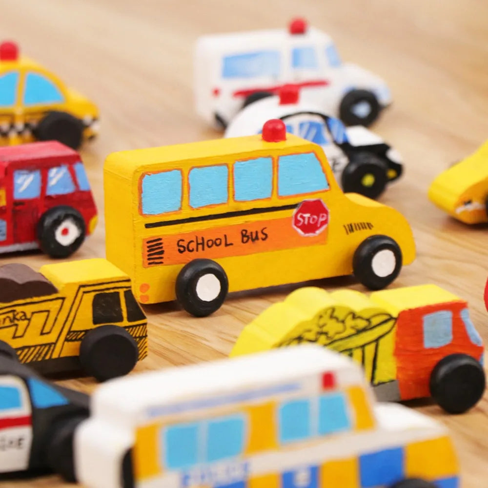 DIY Painting Graffiti Car Wooden Toys- 6 Pcs