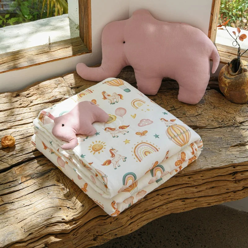 Quilted Gauze Cotton Blanket with Toy
