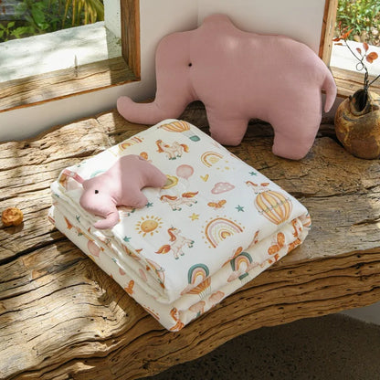 Quilted Gauze Cotton Blanket with Toy