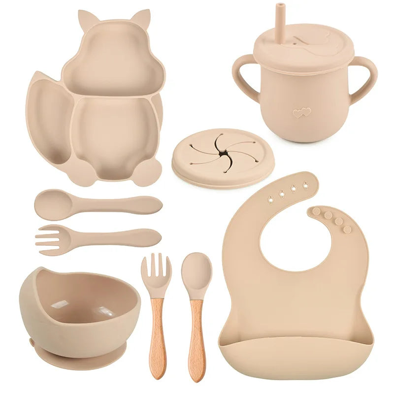 9 Pcs Fox Silicone Dinner Set