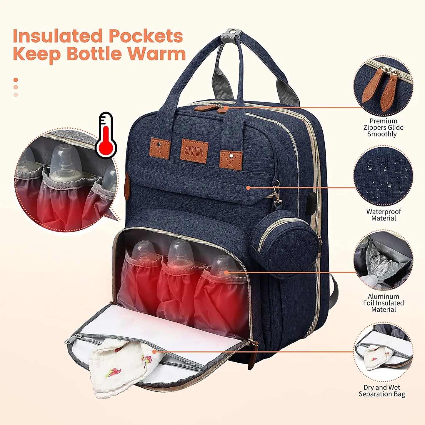 Diaper Bag with USB Charger