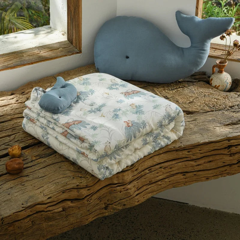 Quilted Gauze Cotton Blanket with Toy