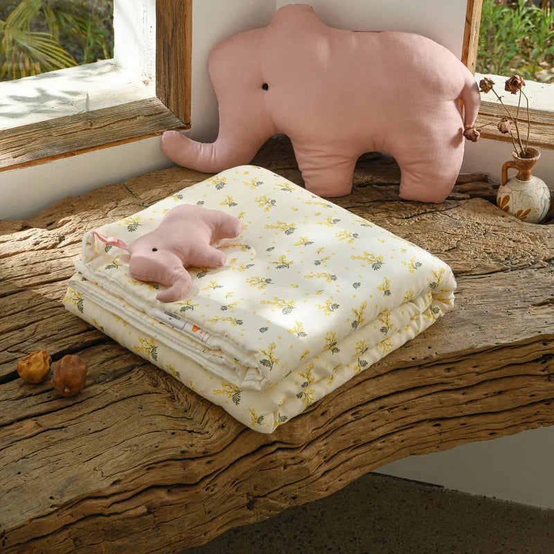 Quilted Gauze Cotton Blanket with Toy