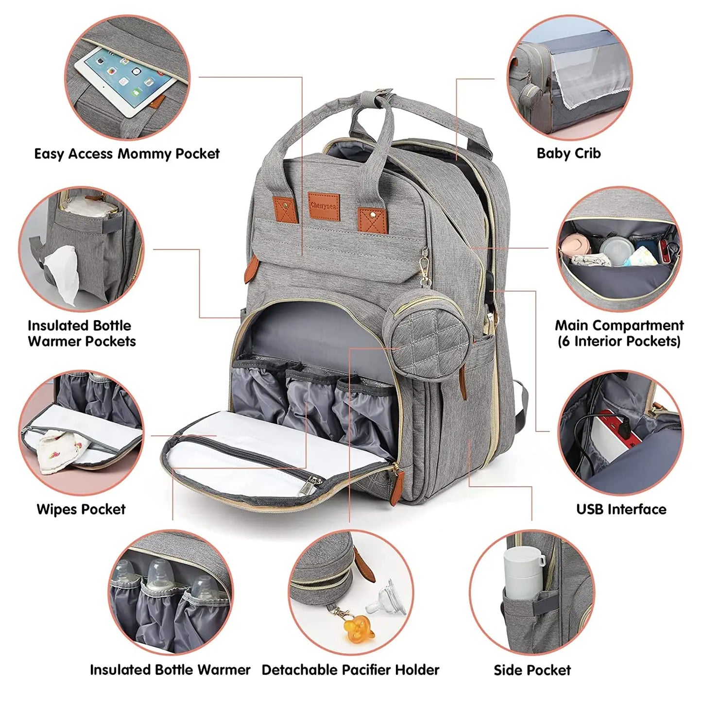 Diaper Bag with USB Charger